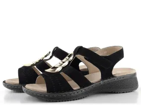 Ara 12-29011 Black Suede Sandal