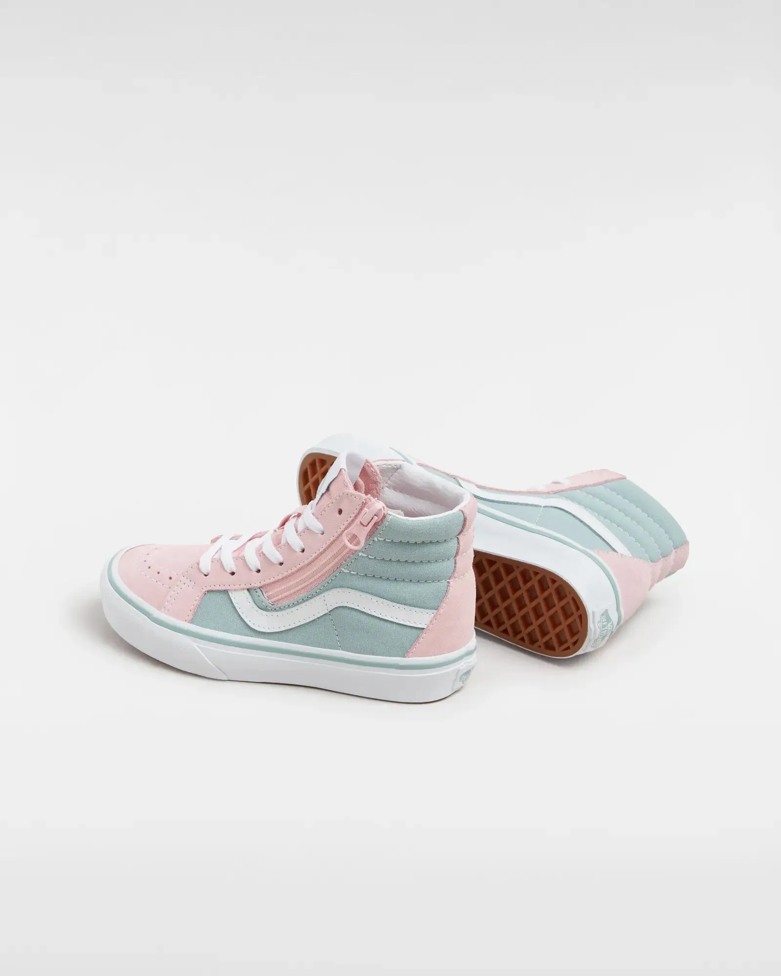 Boys SK8-HI Reissue Side Zip Shoes in Grey & Pink