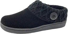 Clarks Scuff Black Suede Leather Knitted Collar Clog Plush  Fur Lining Slippers