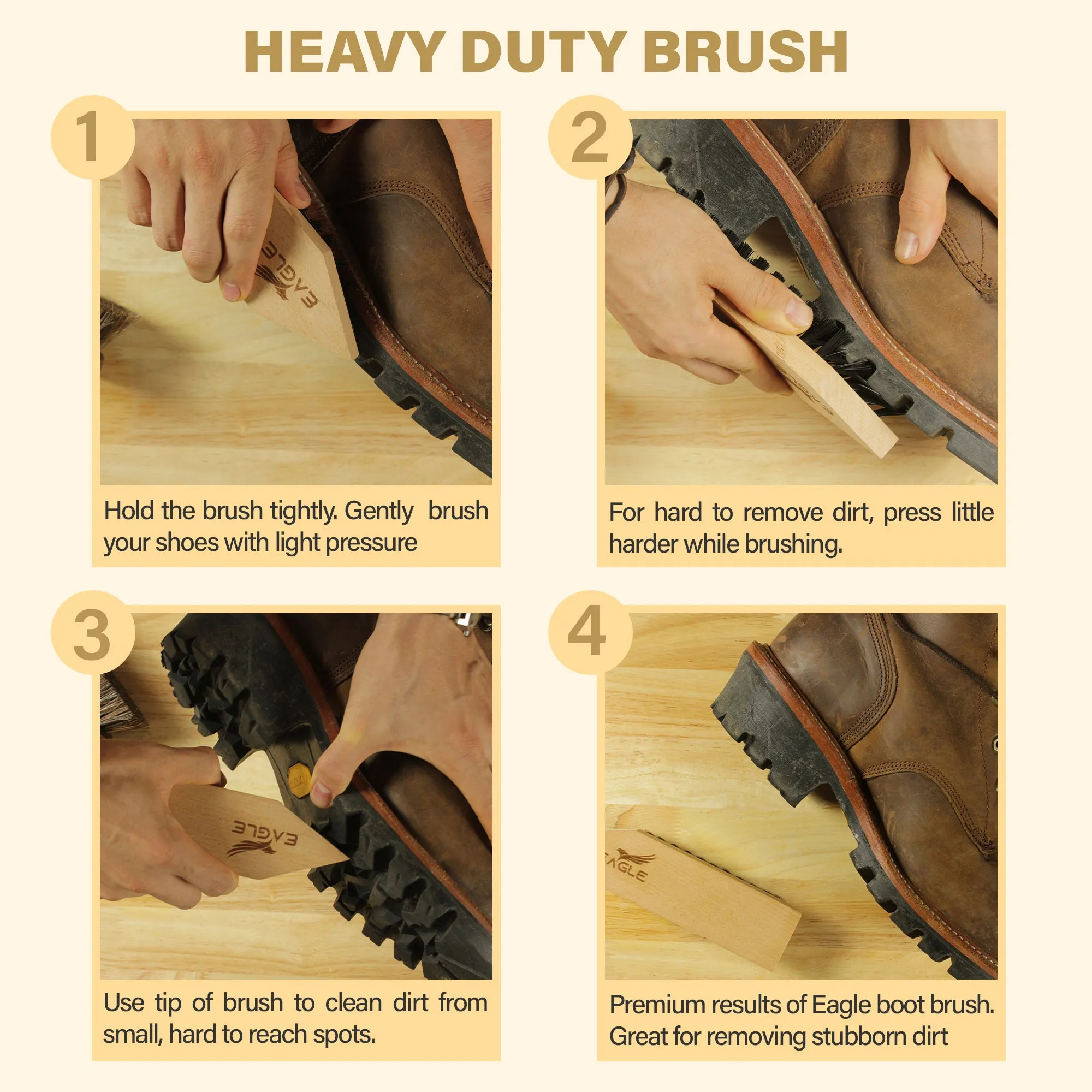 Eagle Boot Brush Scraper- Heavy Duty Boot Cleaning Brush, Boot Scrubber, & Shoe Brush for Dirt
