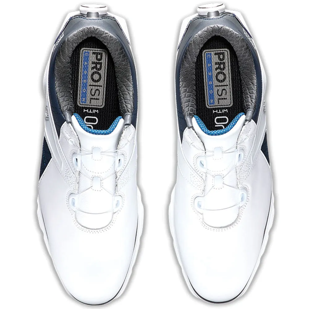 FootJoy Pro SL Carbon BOA Spikeless Shoes - White/Navy