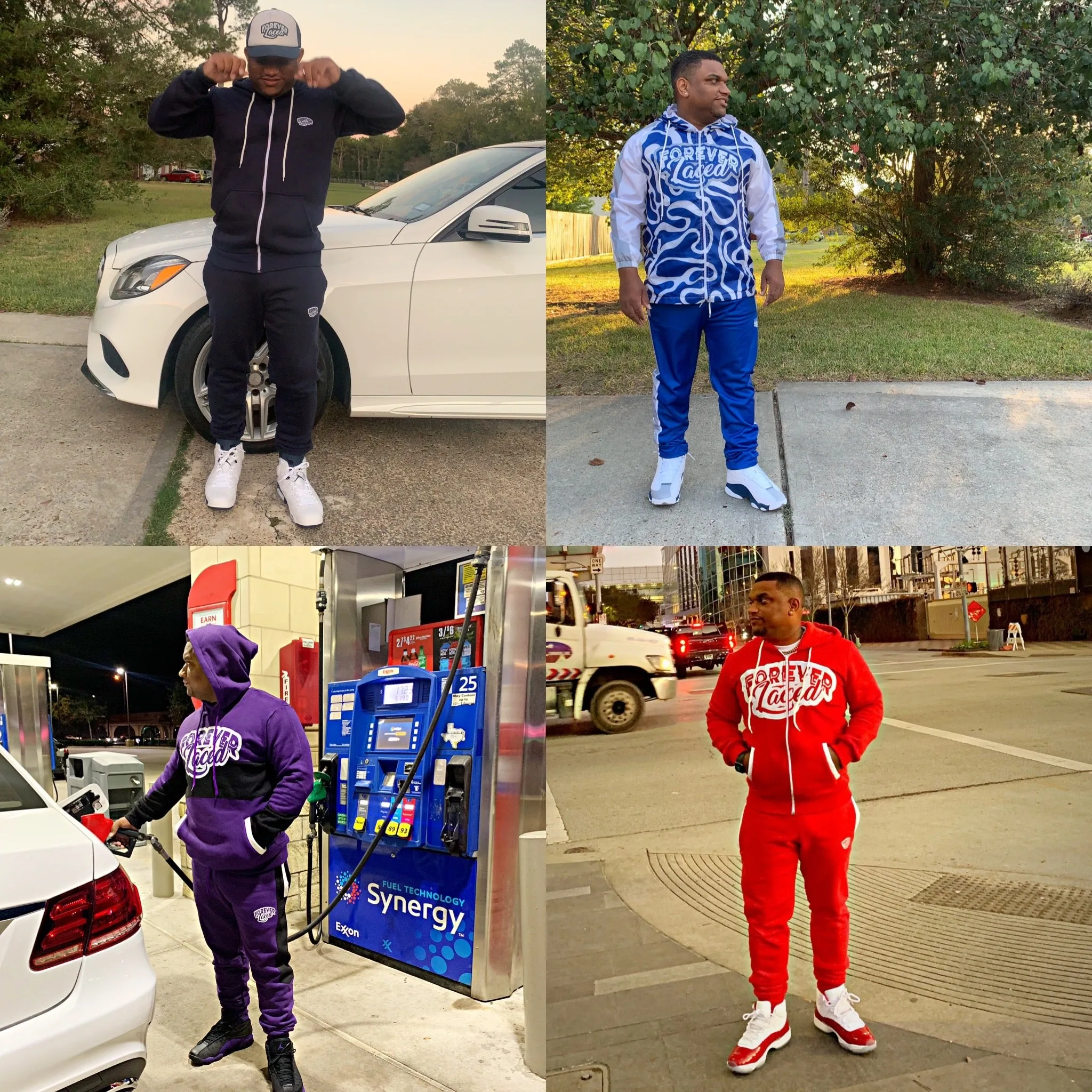 Forever Laced Hooded Sweatsuit to match Retro Jordan 1 True Blue sneakers