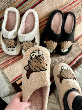 Highland COW Slippers, Fuzzy Cow Slippers