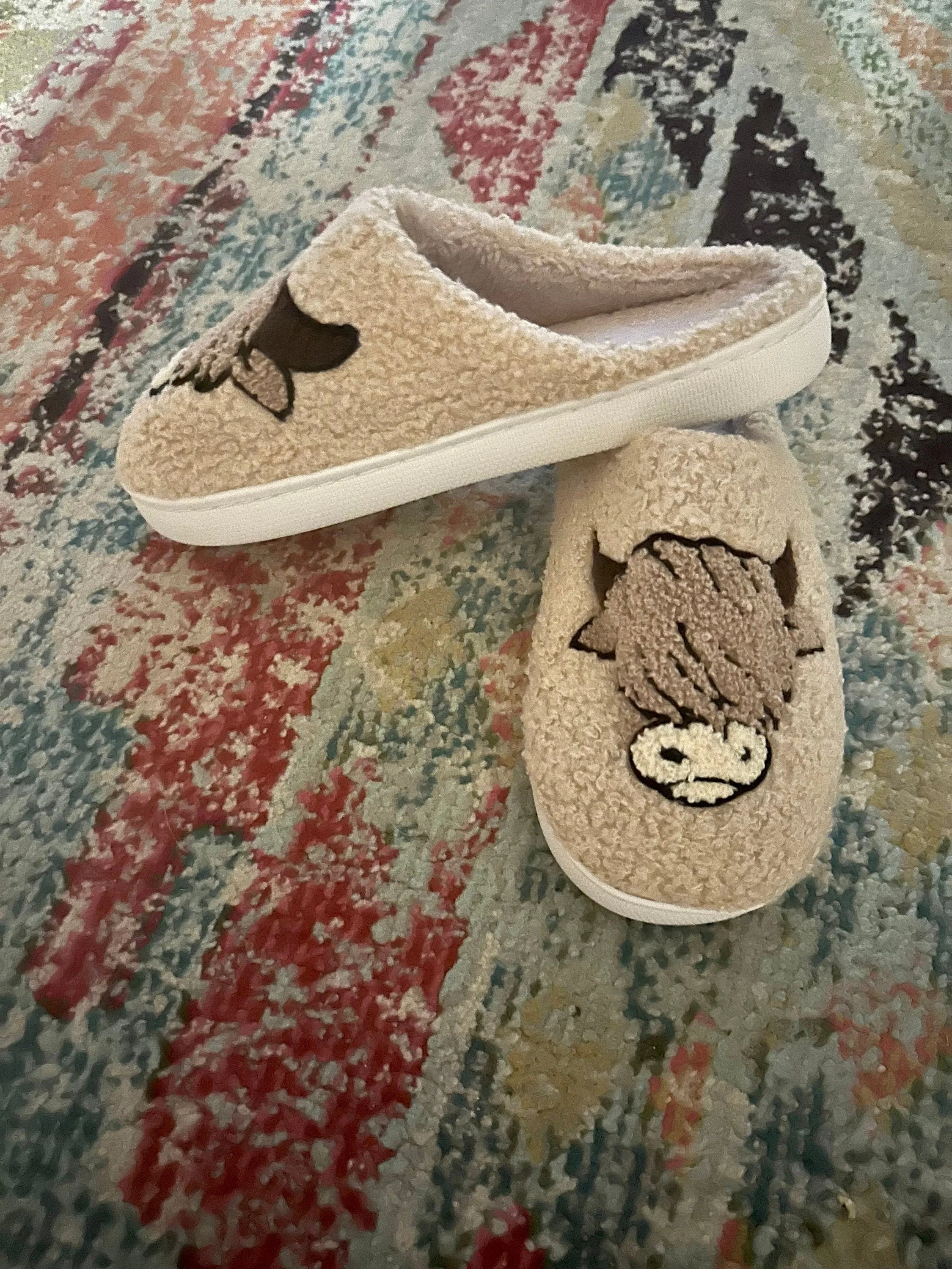 Highland COW Slippers, Fuzzy Cow Slippers
