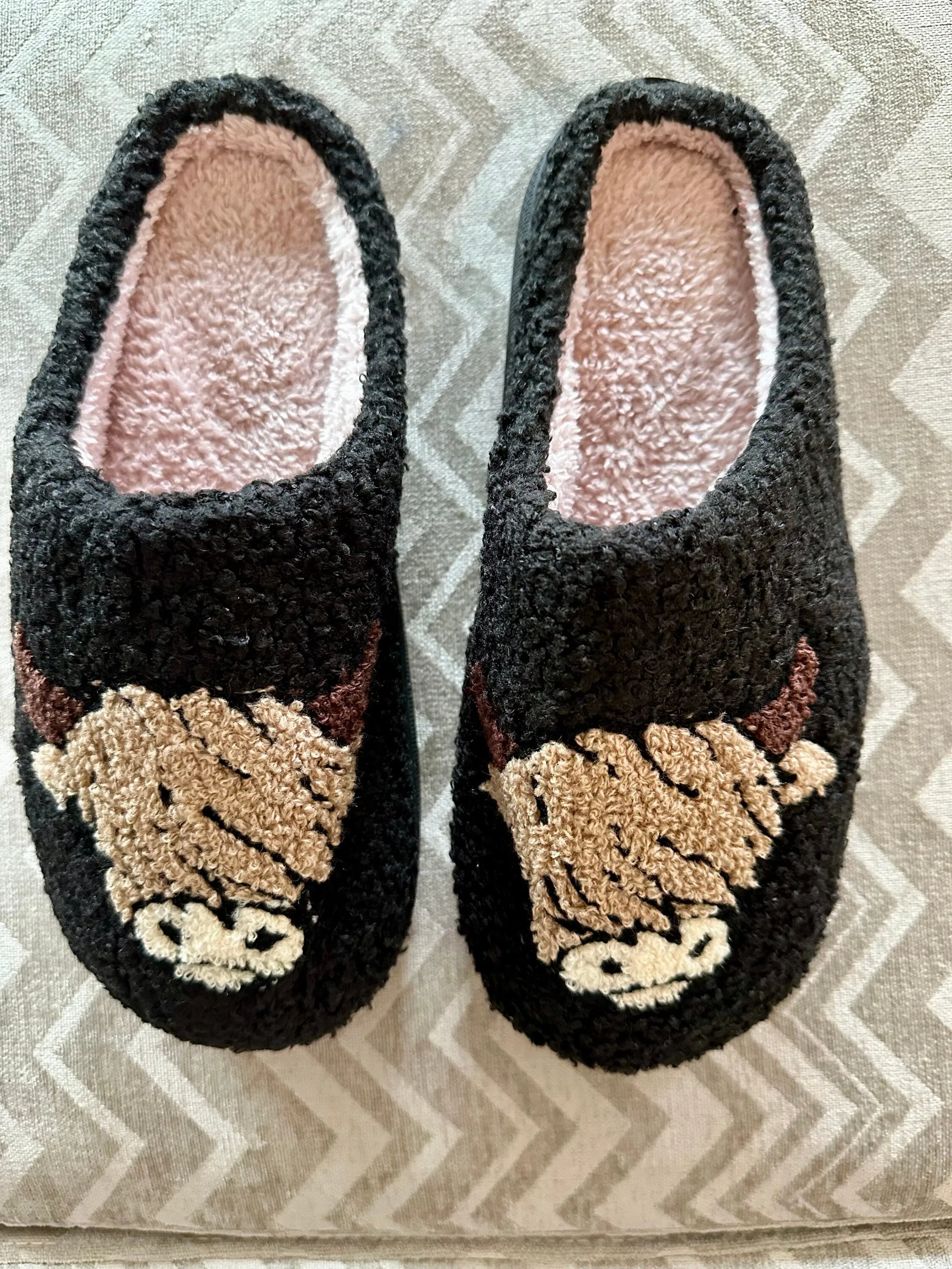 Highland COW Slippers, Fuzzy Cow Slippers