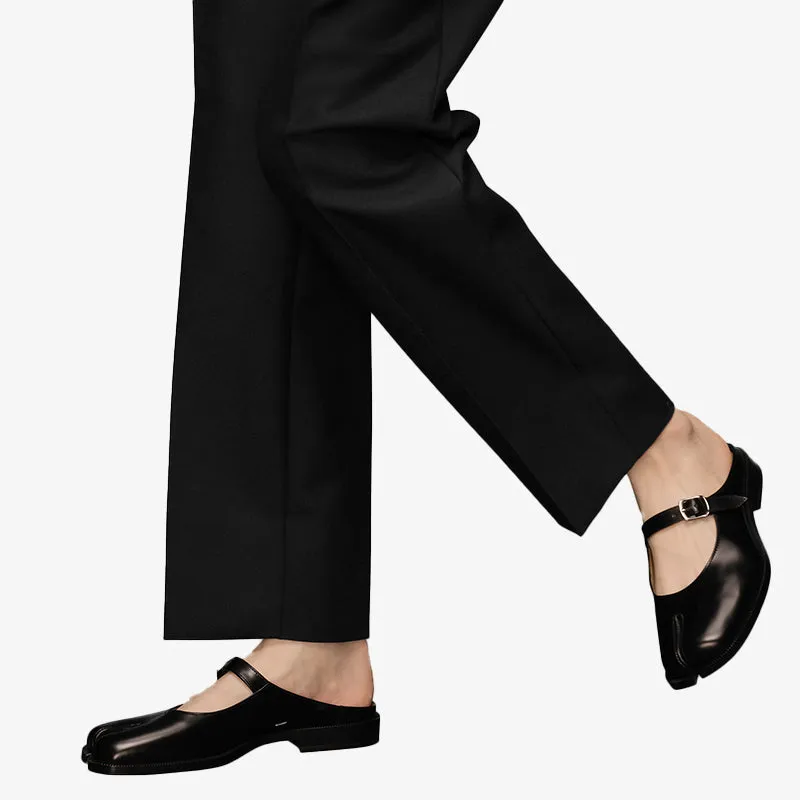 Leather Tabi Sandals with Adjustable Buckle