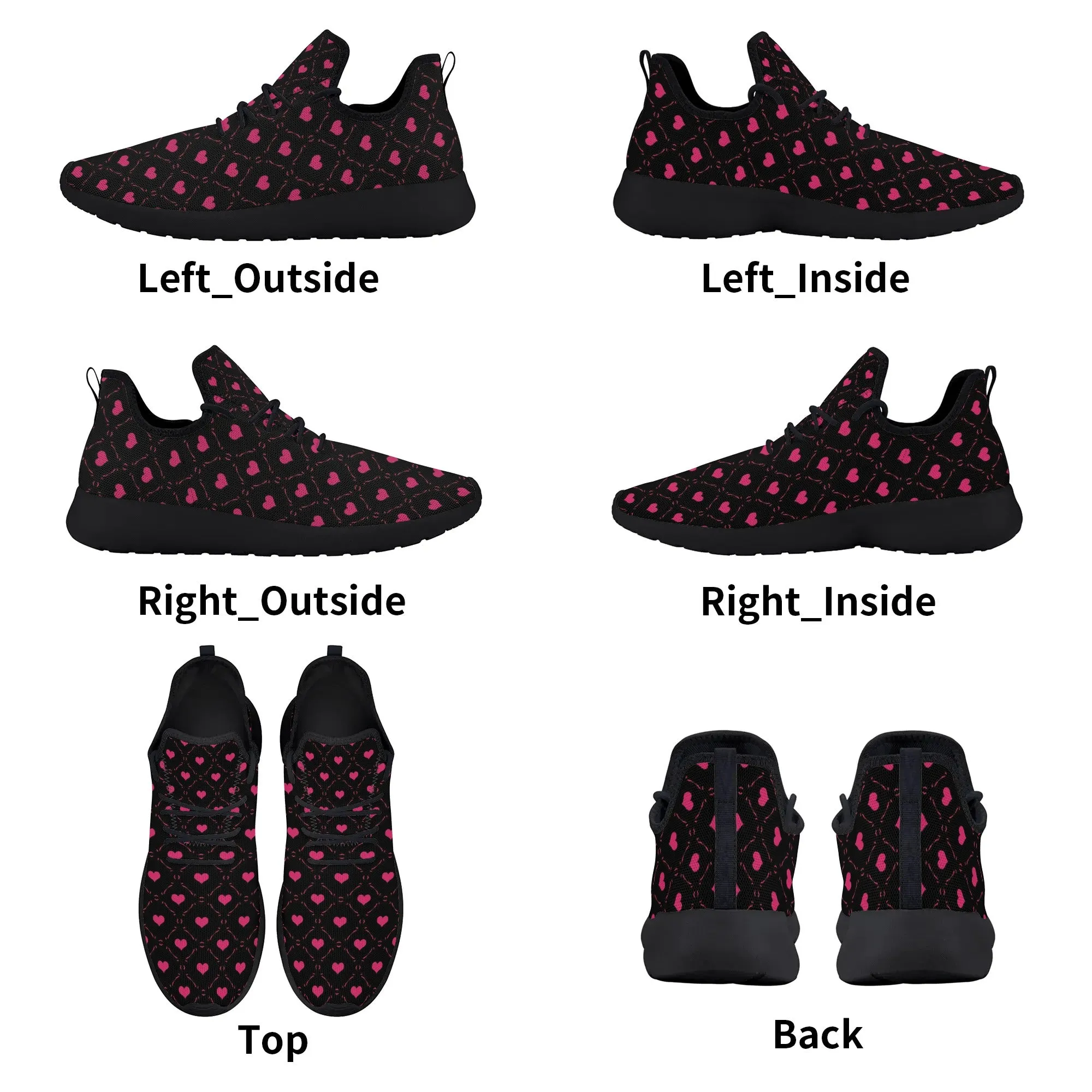 Pink Hearts Lightweight Mesh Sneakers