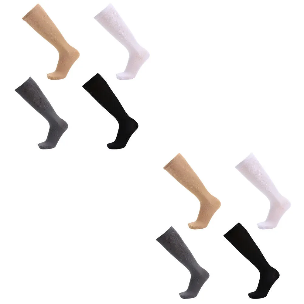 US 4-8 Pairs Compression Socks Women Men Running Flight Travel Graduated Support