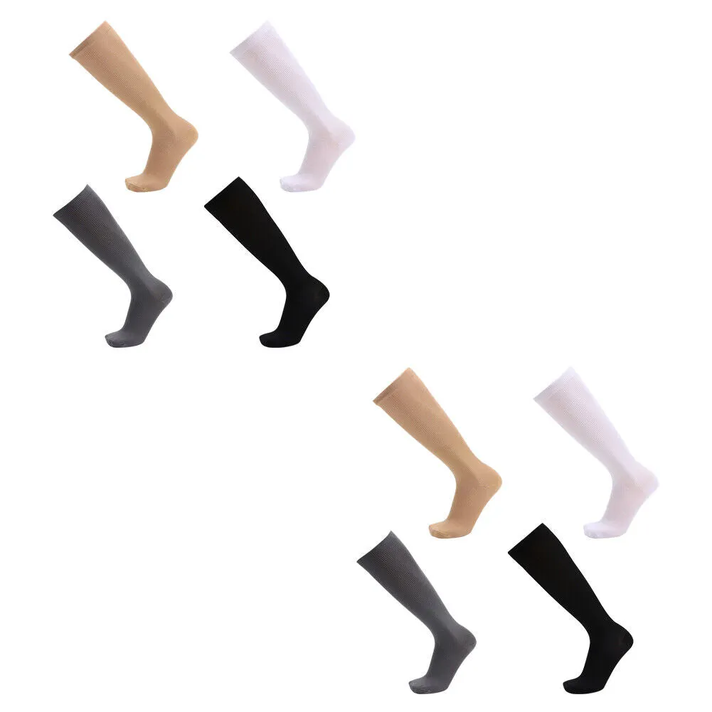 US 4-8 Pairs Compression Socks Women Men Running Flight Travel Graduated Support