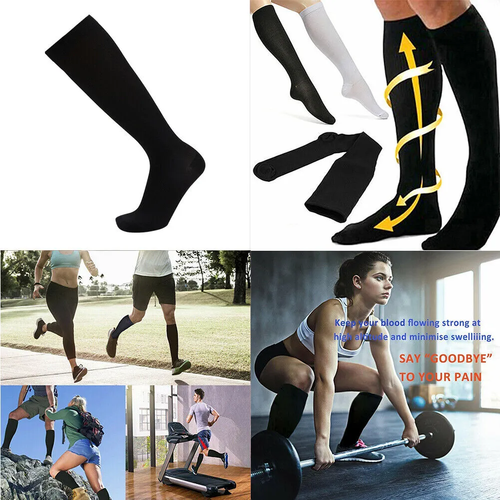 US 4-8 Pairs Compression Socks Women Men Running Flight Travel Graduated Support